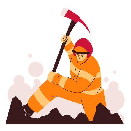 Firefighters dig through the rubble  Illustration