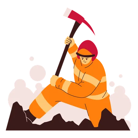 Firefighters dig through the rubble  Illustration