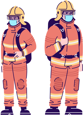 Firefighters in corona pandemic Illustration
