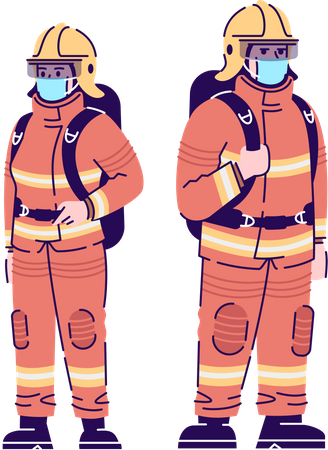 Firefighters in corona pandemic  Illustration