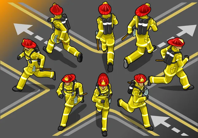 Firefighters on duty Illustration