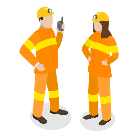 Firefighters team providing Emergency Services  Illustration