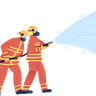 illustration firefighters with water hose