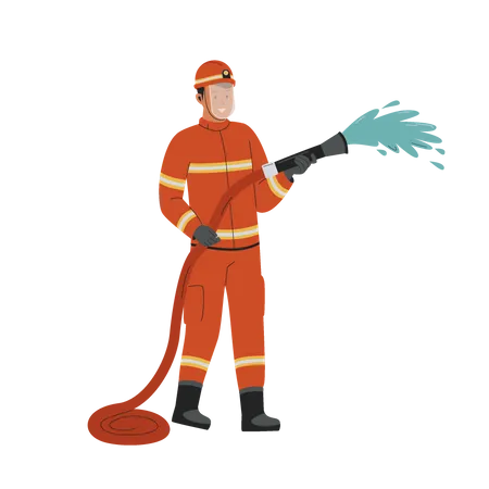 Firefighter Character Illustration Flat Vector Illustration Isolated On White Background Illustration