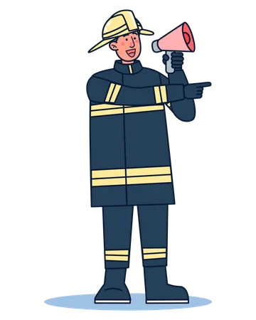 Fireman announcing Illustration