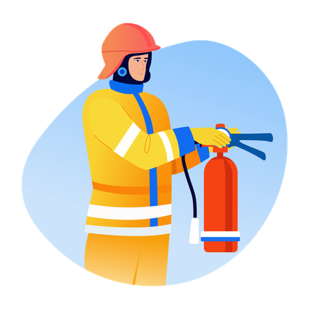 Fireman carrying Fire extinguisher  Illustration
