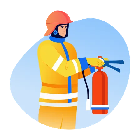 Fireman carrying Fire extinguisher  Illustration