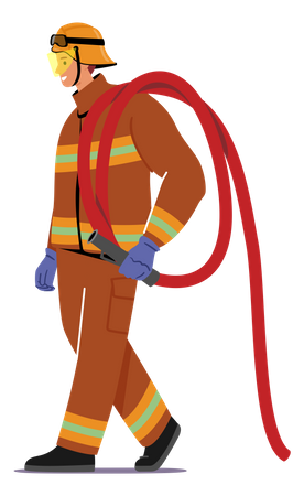 Fireman carrying water hose  일러스트레이션