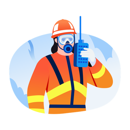 Fireman doing emergency calling  Illustration