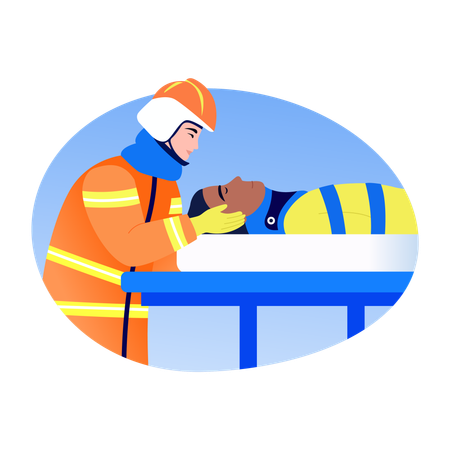 Fireman doing emergency rescue  Illustration