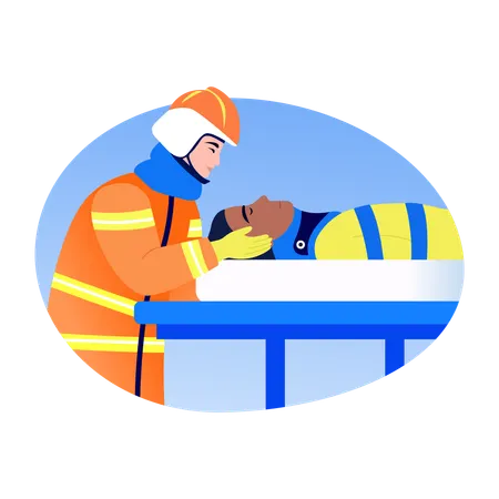 Fireman doing emergency rescue  Illustration