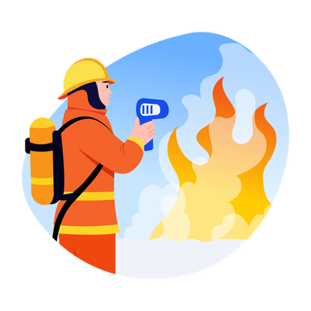 火災救助を行う消防士  イラスト