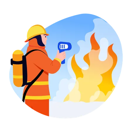 火災救助を行う消防士  イラスト