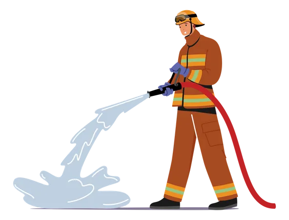Fireman doing job  Illustration
