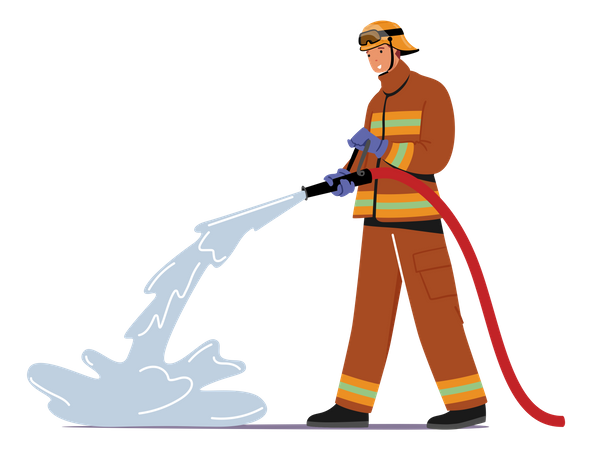 Fireman doing job  일러스트레이션