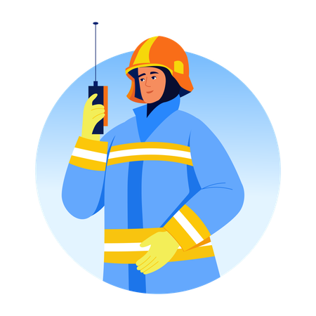 Fireman doing Radio communication  Illustration