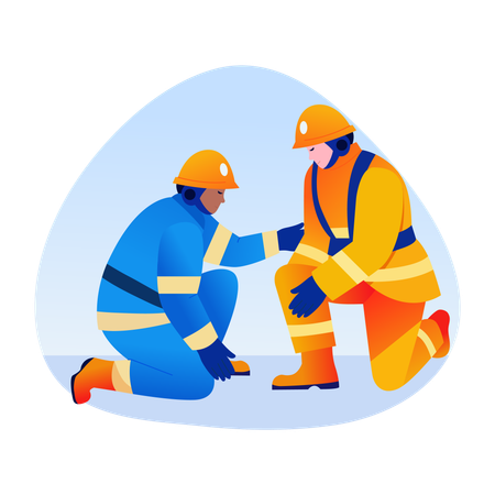 Fireman helping people for rescue  Illustration