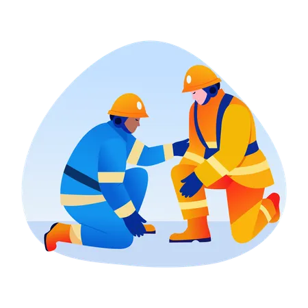 Fireman helping people for rescue  Illustration