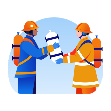 Fireman providing oxygen  Illustration