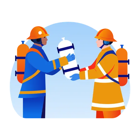Fireman providing oxygen  Illustration