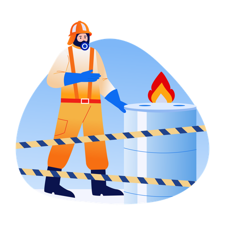 Fireman showing Hazardous materials  Illustration
