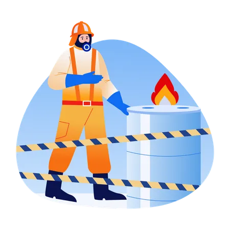 Fireman showing Hazardous materials  Illustration