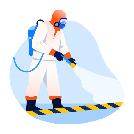 Fireman spraying water  Illustration