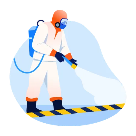 Fireman spraying water  Illustration