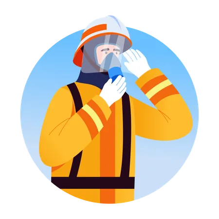 Fireman using Firefighter mask  Illustration