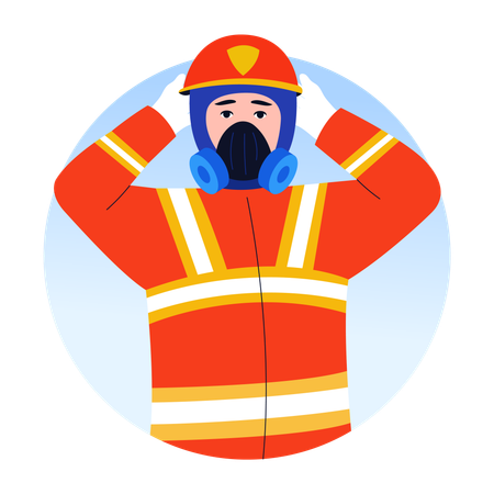 Fireman wearing mask  Illustration