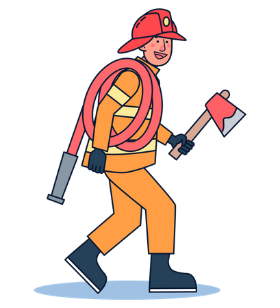 Fireman with equipment Illustration