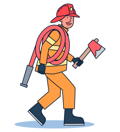 Fireman with equipment  Illustration