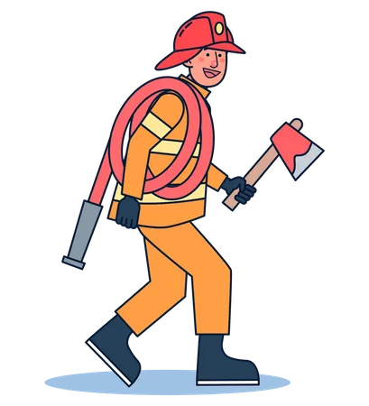 Fireman with equipment  Illustration