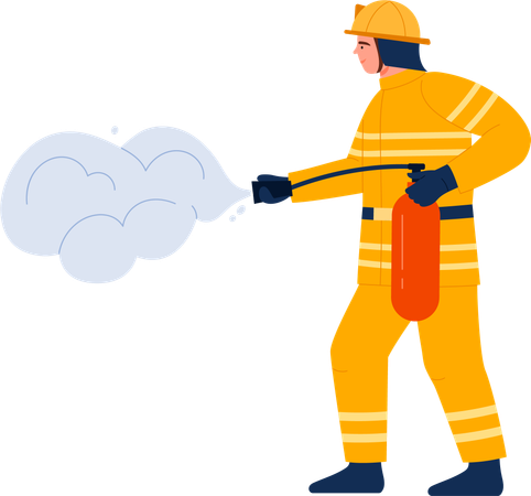 Fireman with fire extinguisher  Illustration