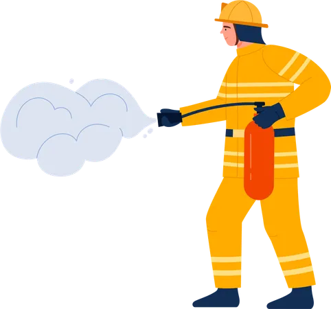 Fireman with fire extinguisher  Illustration