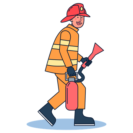 Fireman with fire extinguisher  Illustration