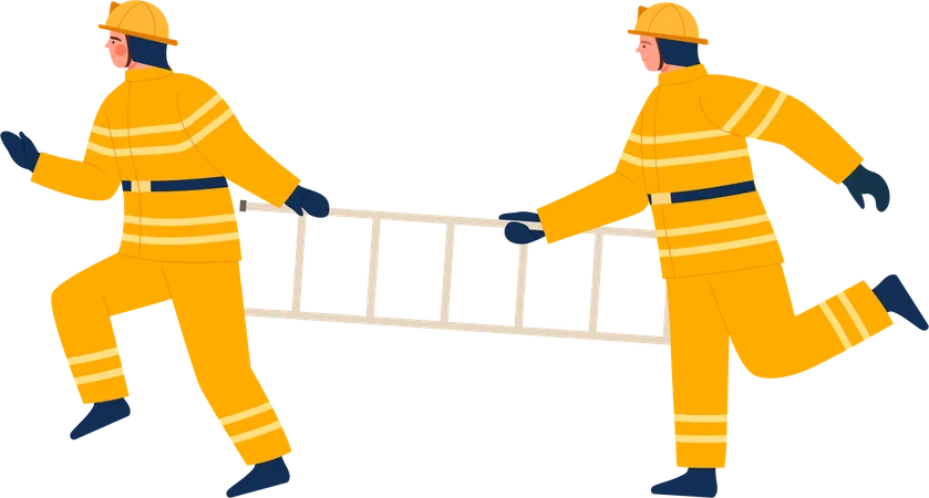 Fireman with ladder  Illustration