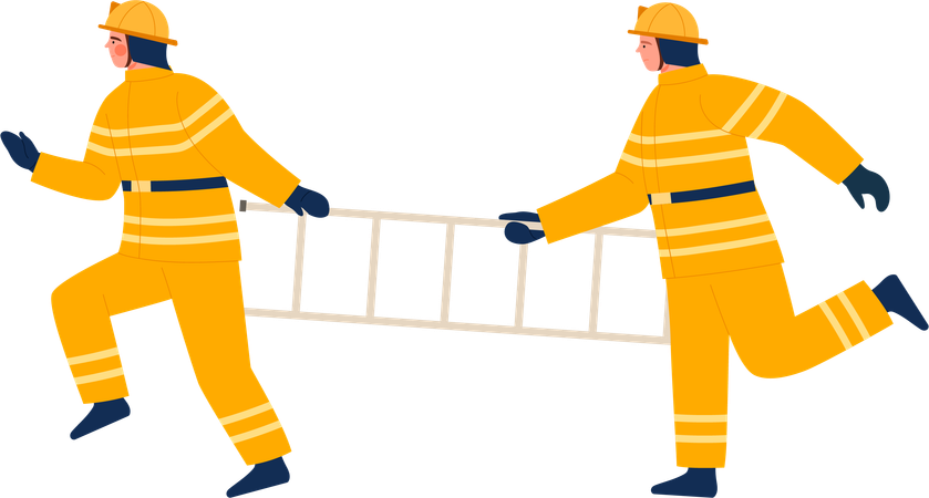 Fireman with ladder  일러스트레이션