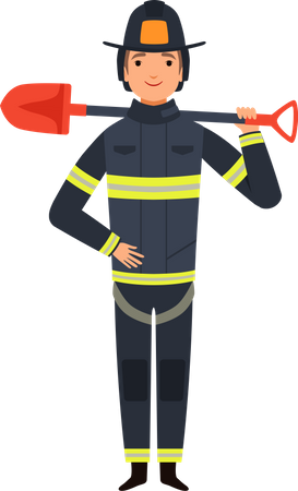 Fireman with shovel  Illustration
