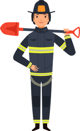 Fireman with shovel  일러스트레이션