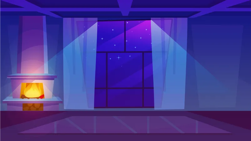 Fireplace in empty room Illustration