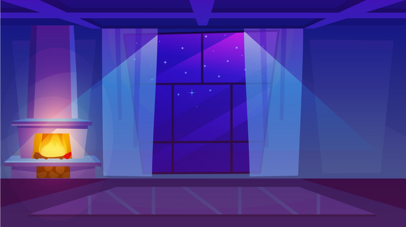 Fireplace in empty room  Illustration