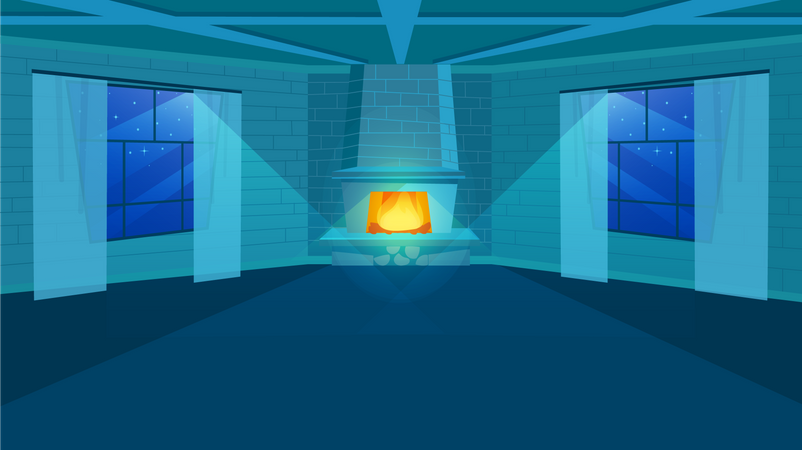 Fireplace in room Illustration