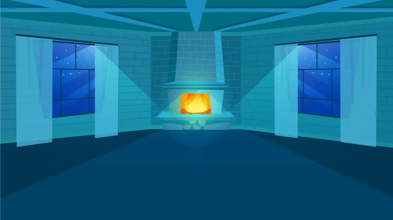 Fireplace in room Illustration