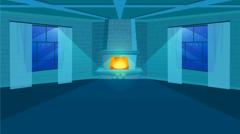 Fireplace in room  Illustration