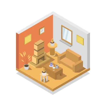 Fireplace Room  Illustration