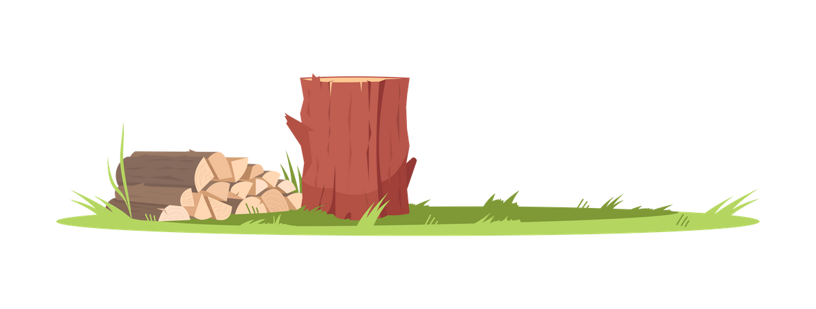 Firewood Stacked  Illustration