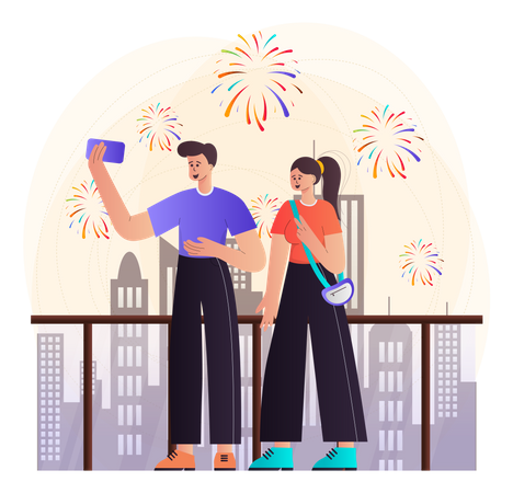 Fireworks On New Year’s Eve Illustration