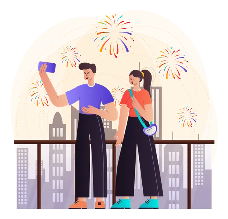 Fireworks On New Year’s Eve Illustration