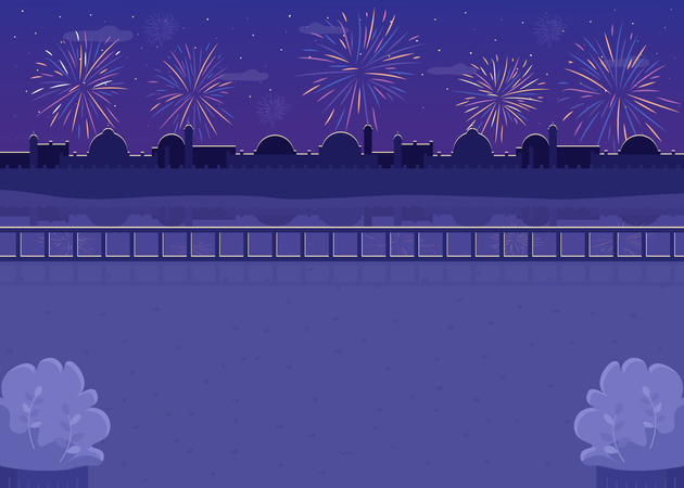 Fireworks scene  Illustration